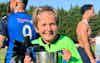 MK United U12 Jaguars League Champions - Goal Keeper celebrates with the trophy